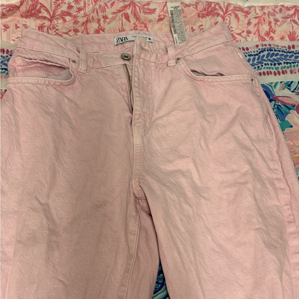 Zara size 4 pink high waisted jeans